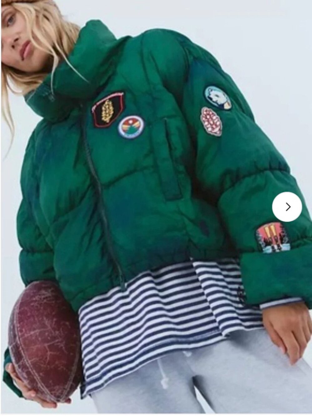 Free People NWT We The Free Emerald Green Nylon Jacket patches